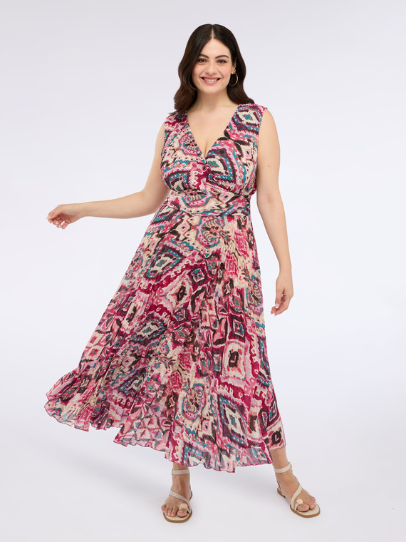 Robe longue imprimée plissée