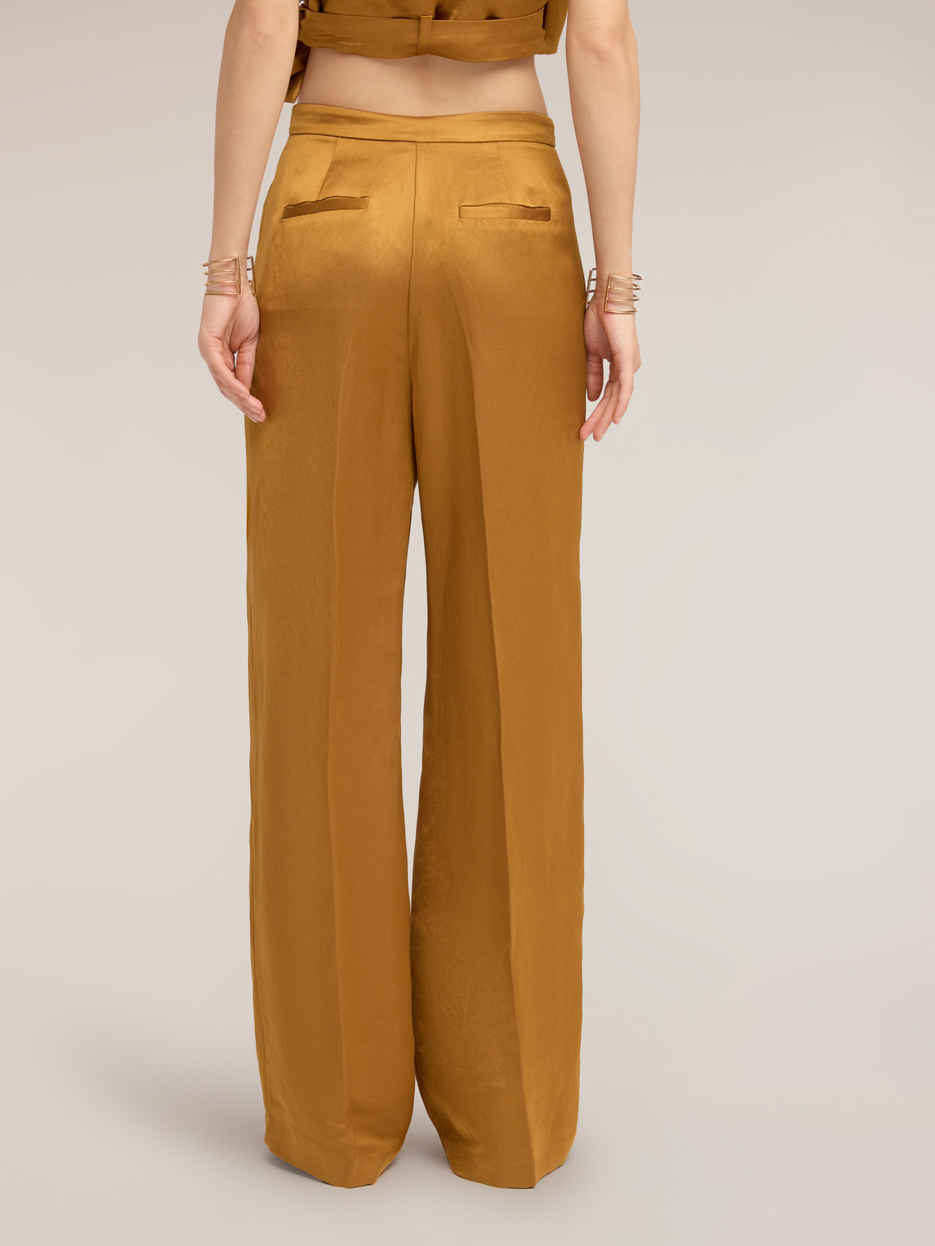Pantalon palazzo en m&eacute;lange de lin image number 1