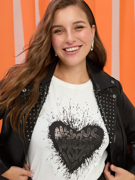 T-shirt in jersey con stampa rock