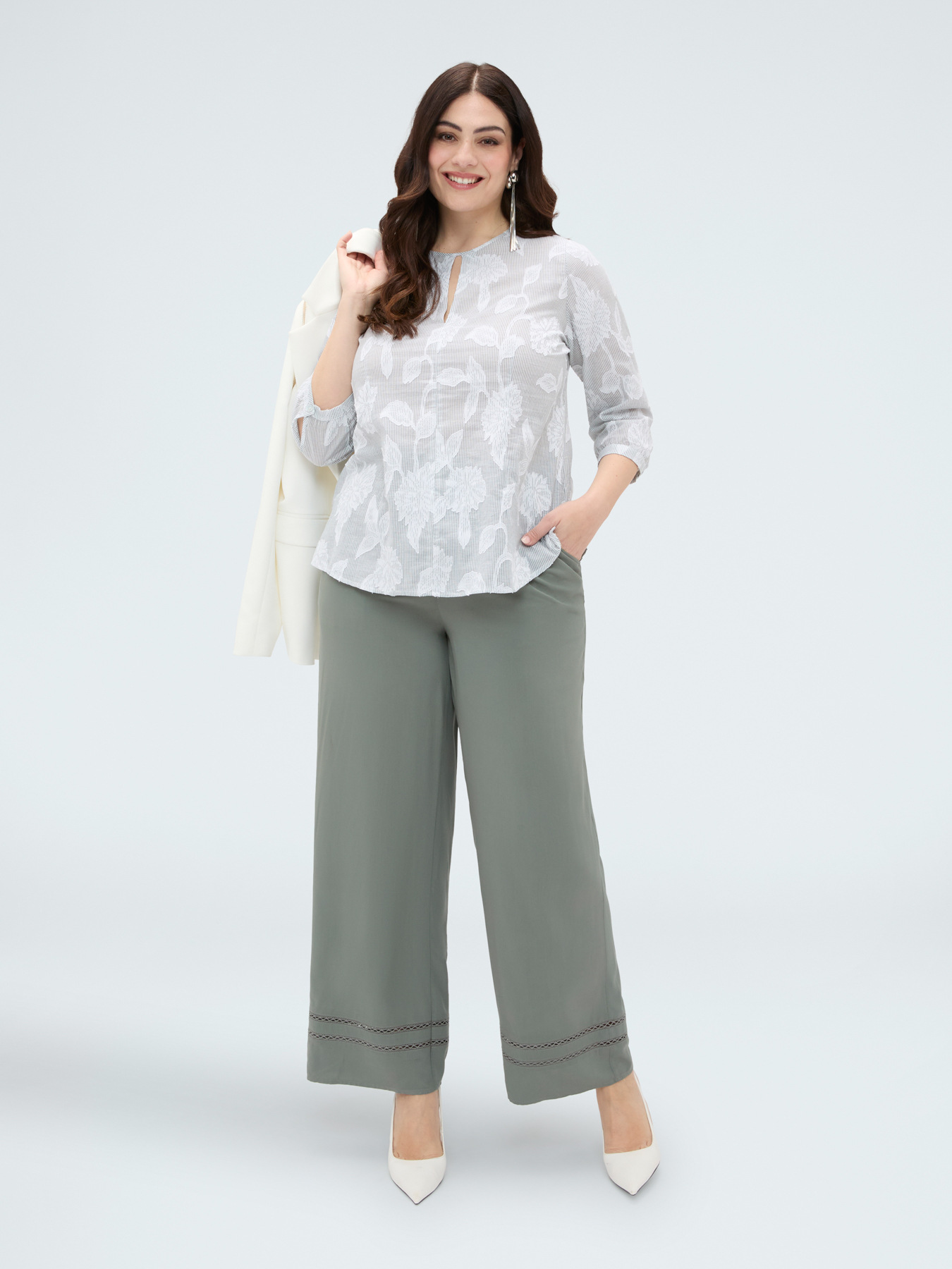 Wide-Leg-Hose mit Ajour-Detail image number 2