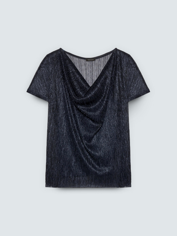 T-shirt lurex con scollo morbido