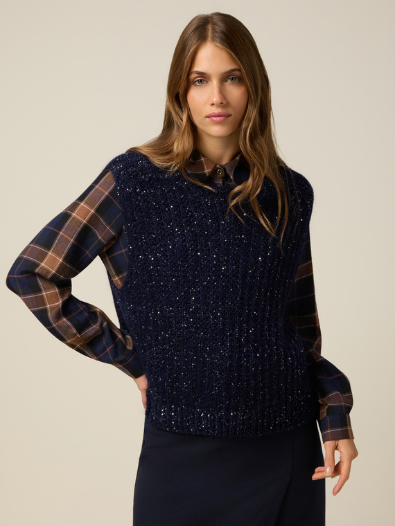 Gilet misto mohair con paillettes