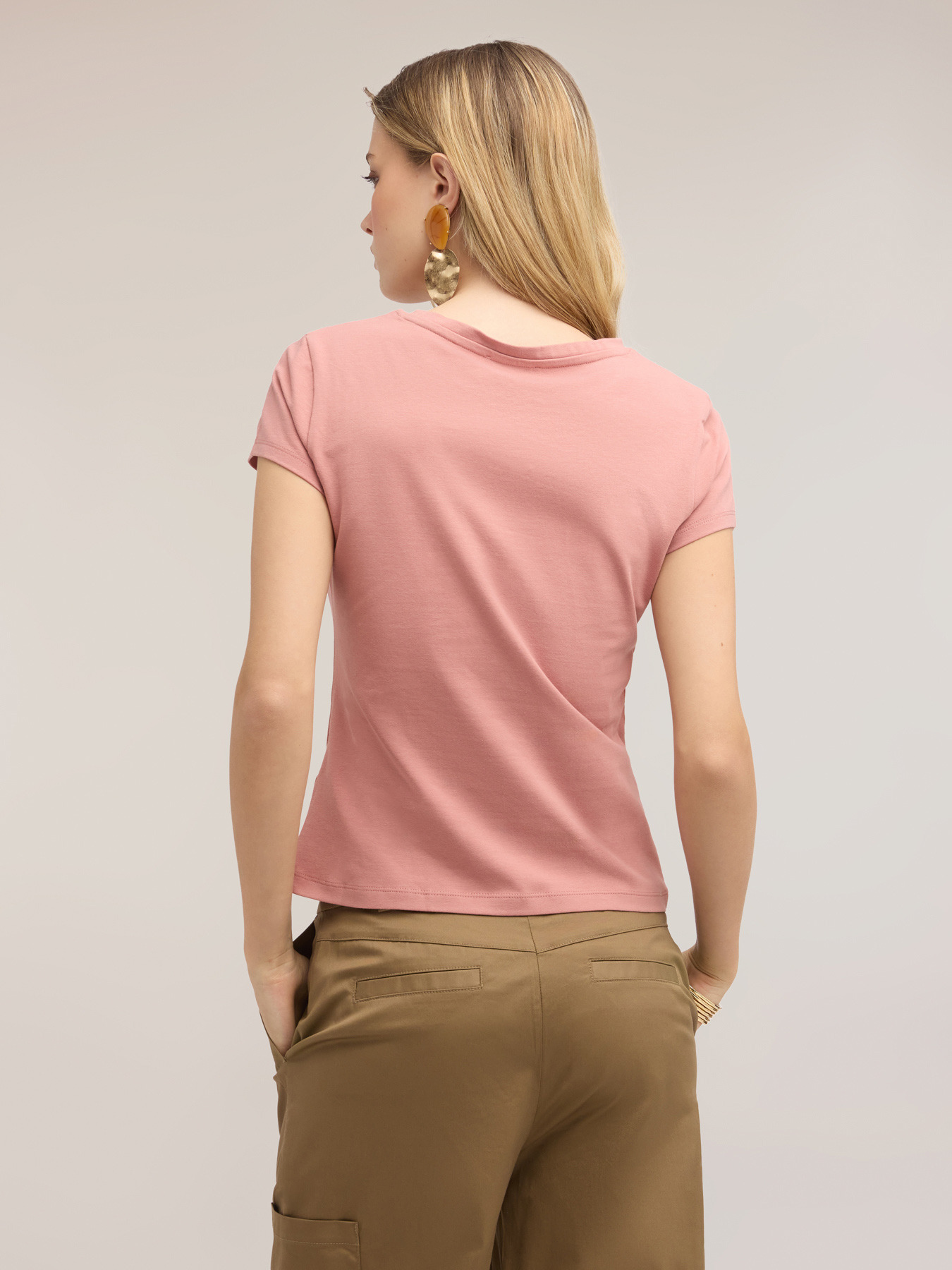 T-shirt with asymmetric side draping image number 1