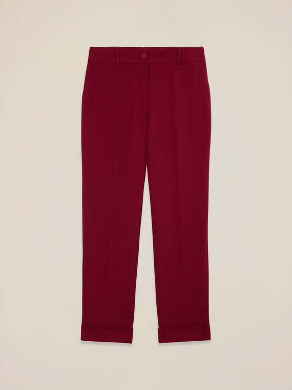 Pantaloni cropped din țesătură crepe
