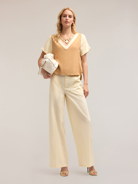 Wide leg cotton trousers