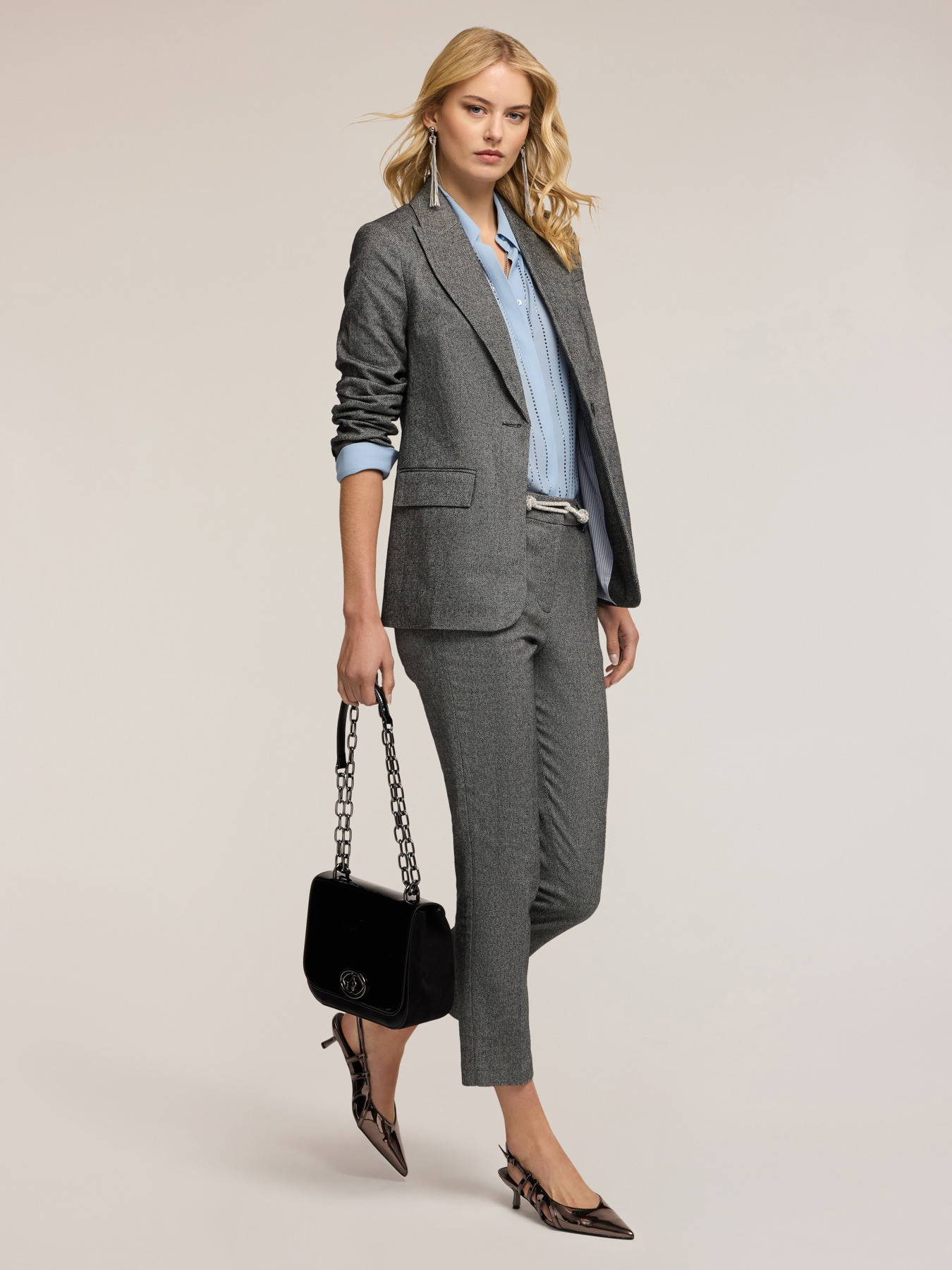 Structured single-breasted jacket in textured fabric image number 3