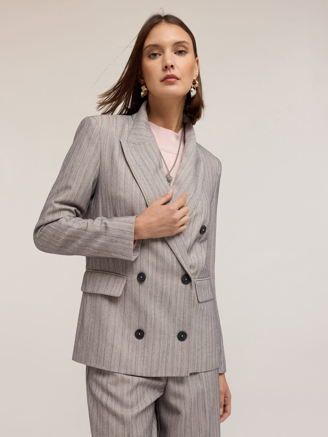 Structured double-breasted pinstripe jacket image number 2
