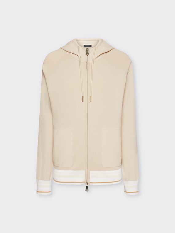 Cardigan avec capuche et bord à rayures