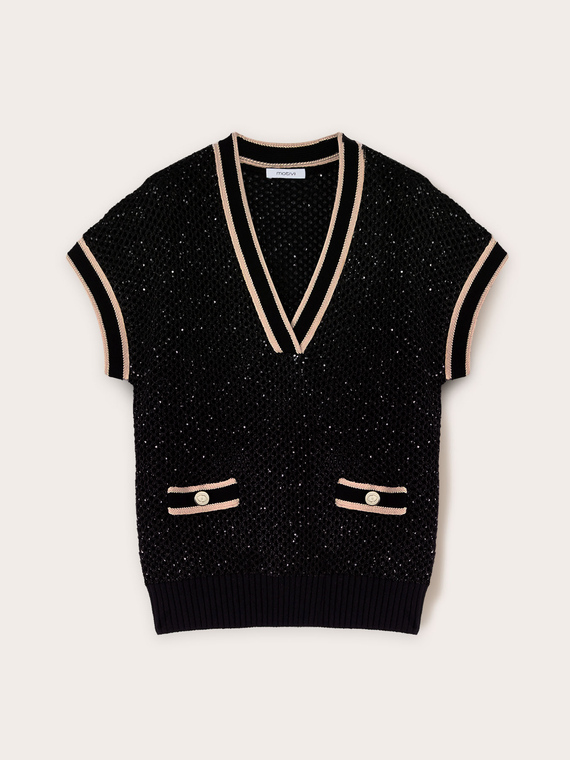 Pull ajouré avec micro-paillettes