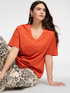 T-shirt in cotone scollo a V image number 3