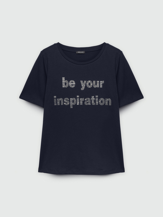 T-Shirt mit Nietenschriftzug