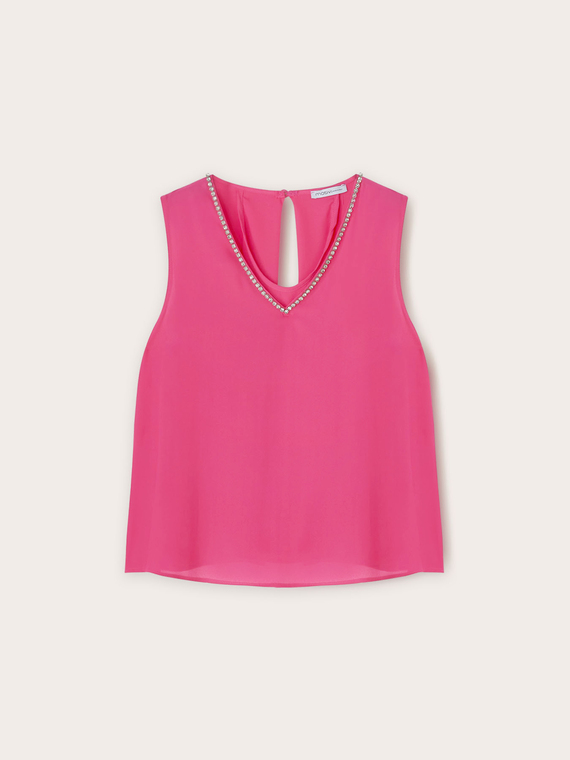 Top elegante con pietre crystal