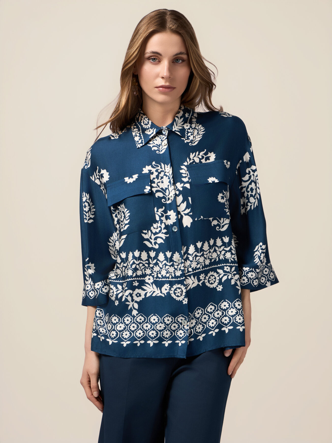 Patterned viscose shirt image number 0