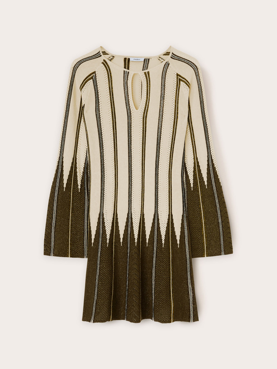 Robe à rayures en maille lurex effet plissé