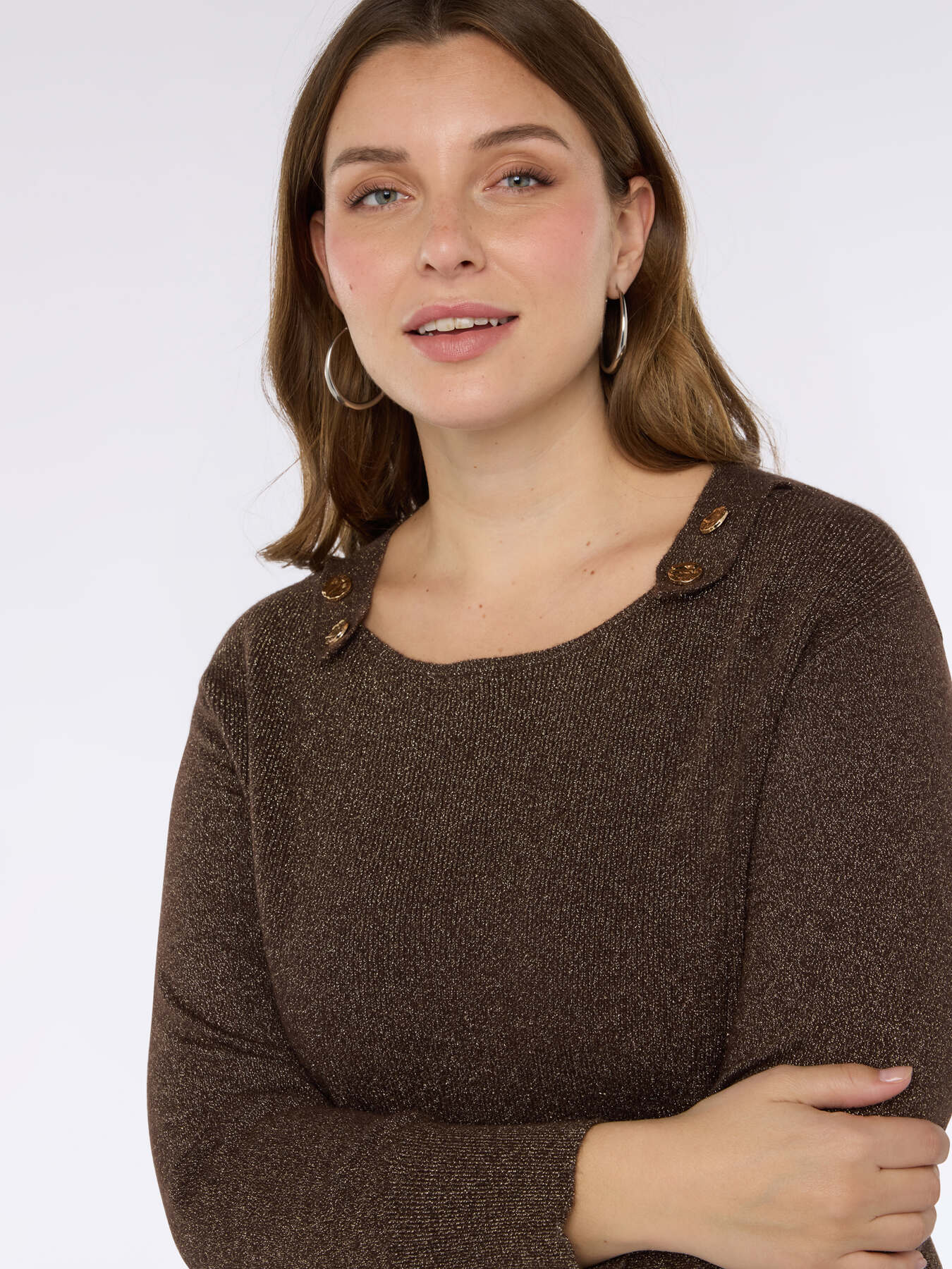 Pullover mit Bootausschnitt und Kn&ouml;pfen image number 3