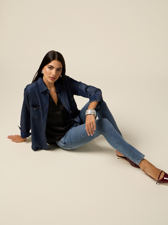 Blugi skinny cu aspect uzat