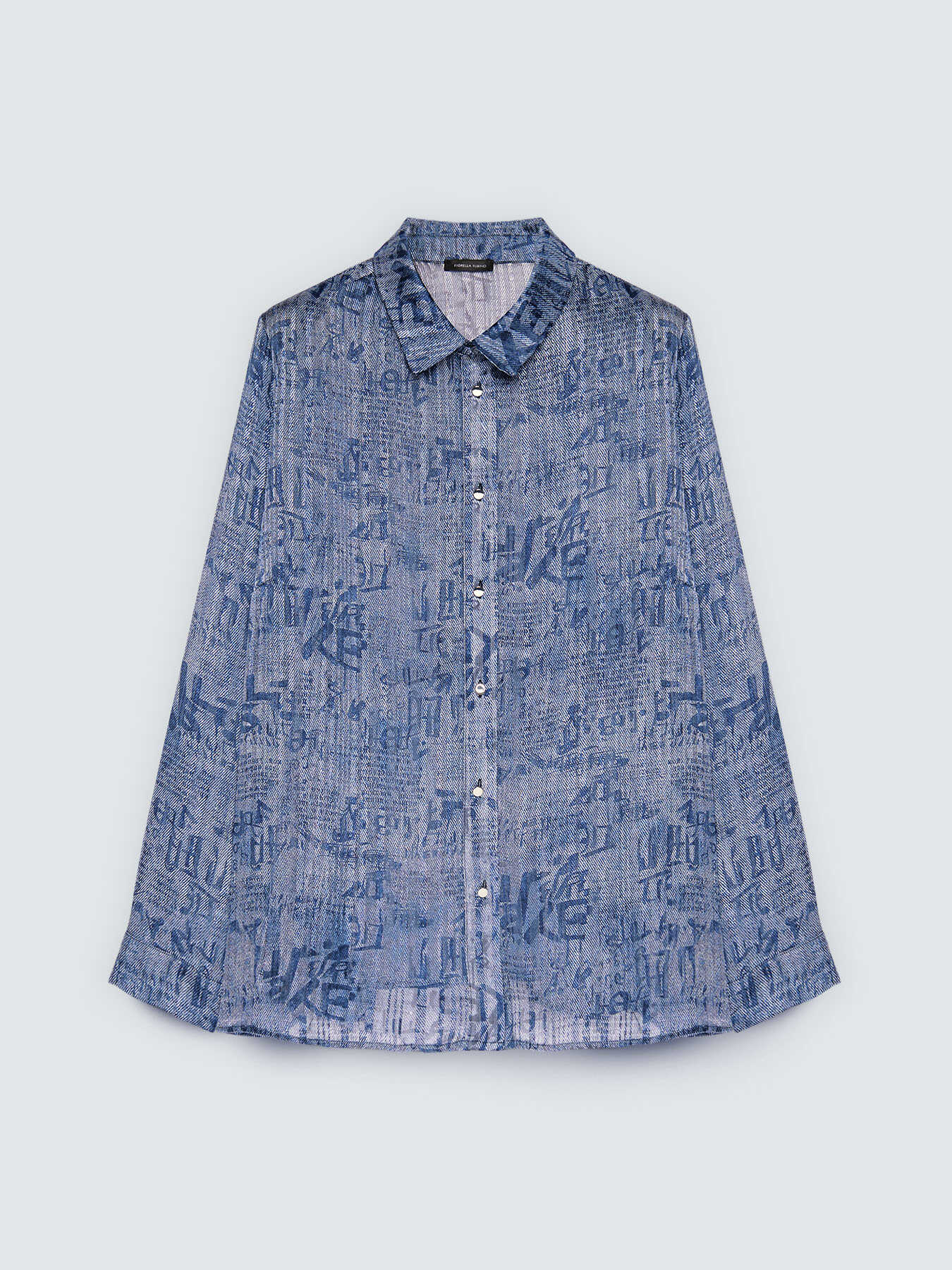 Camicia in creponne con stampa lettering image number 4