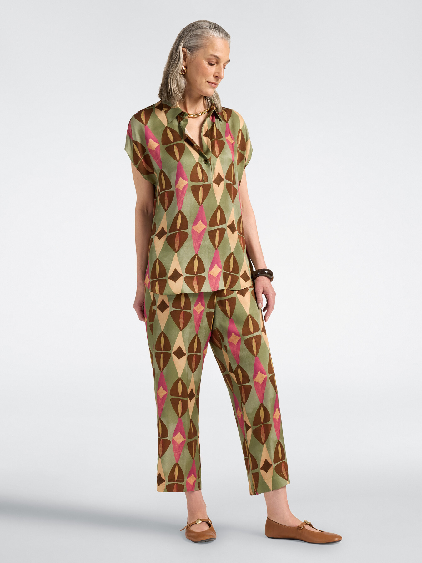 Blusa in viscosa stampata image number 2