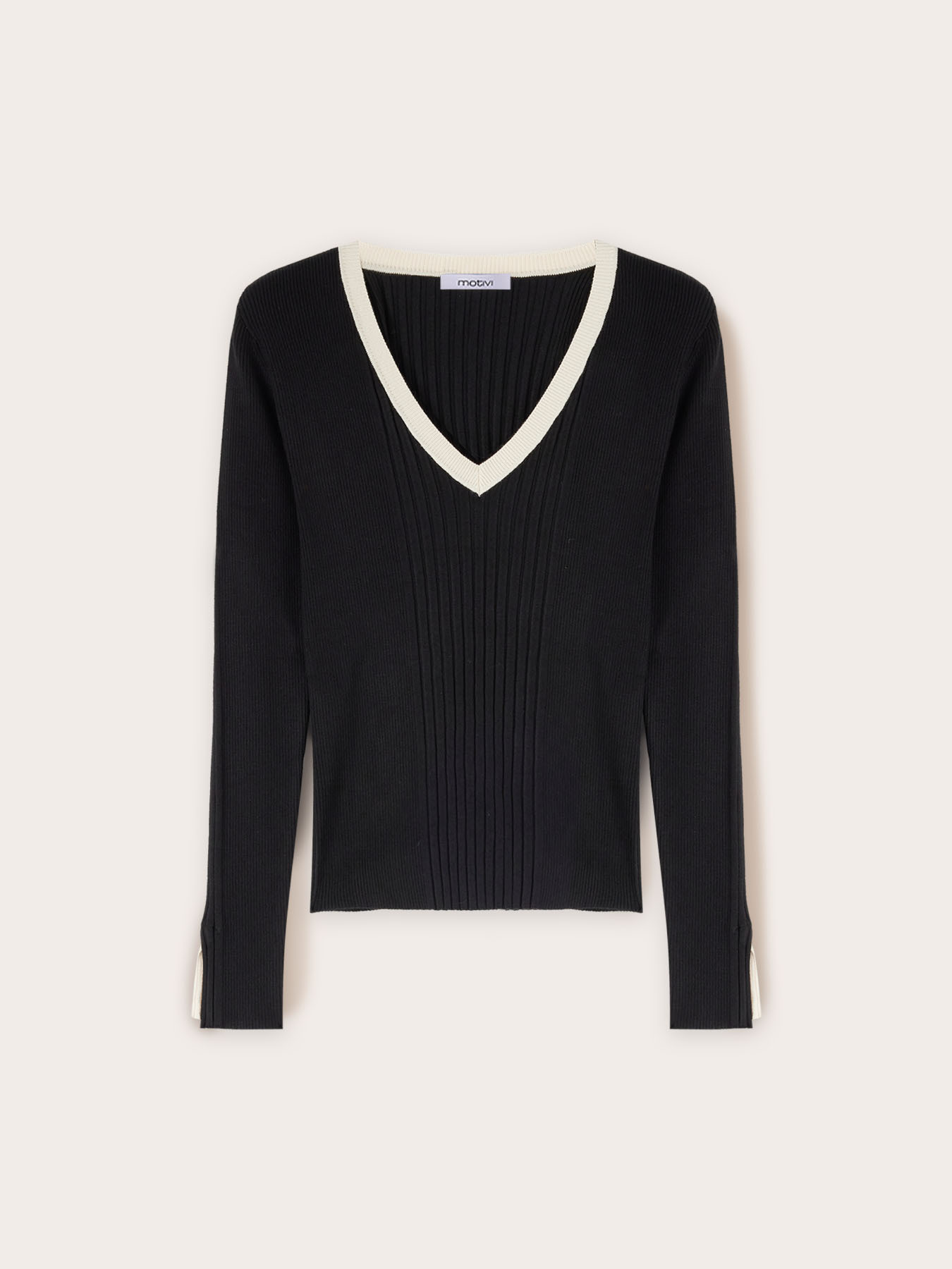 Pull bicolore côtelé image number 4