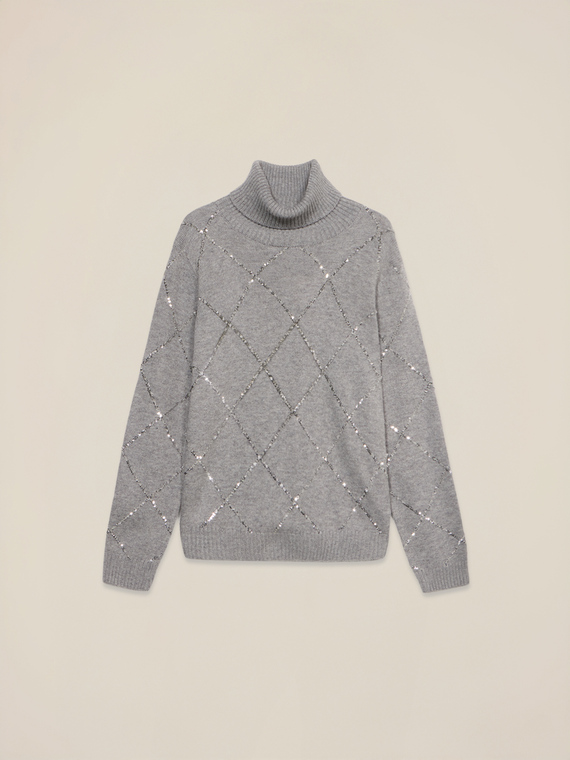Dolcevita misto cashmere con paillettes