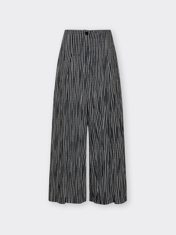Pantaloni cropped pliss&eacute;