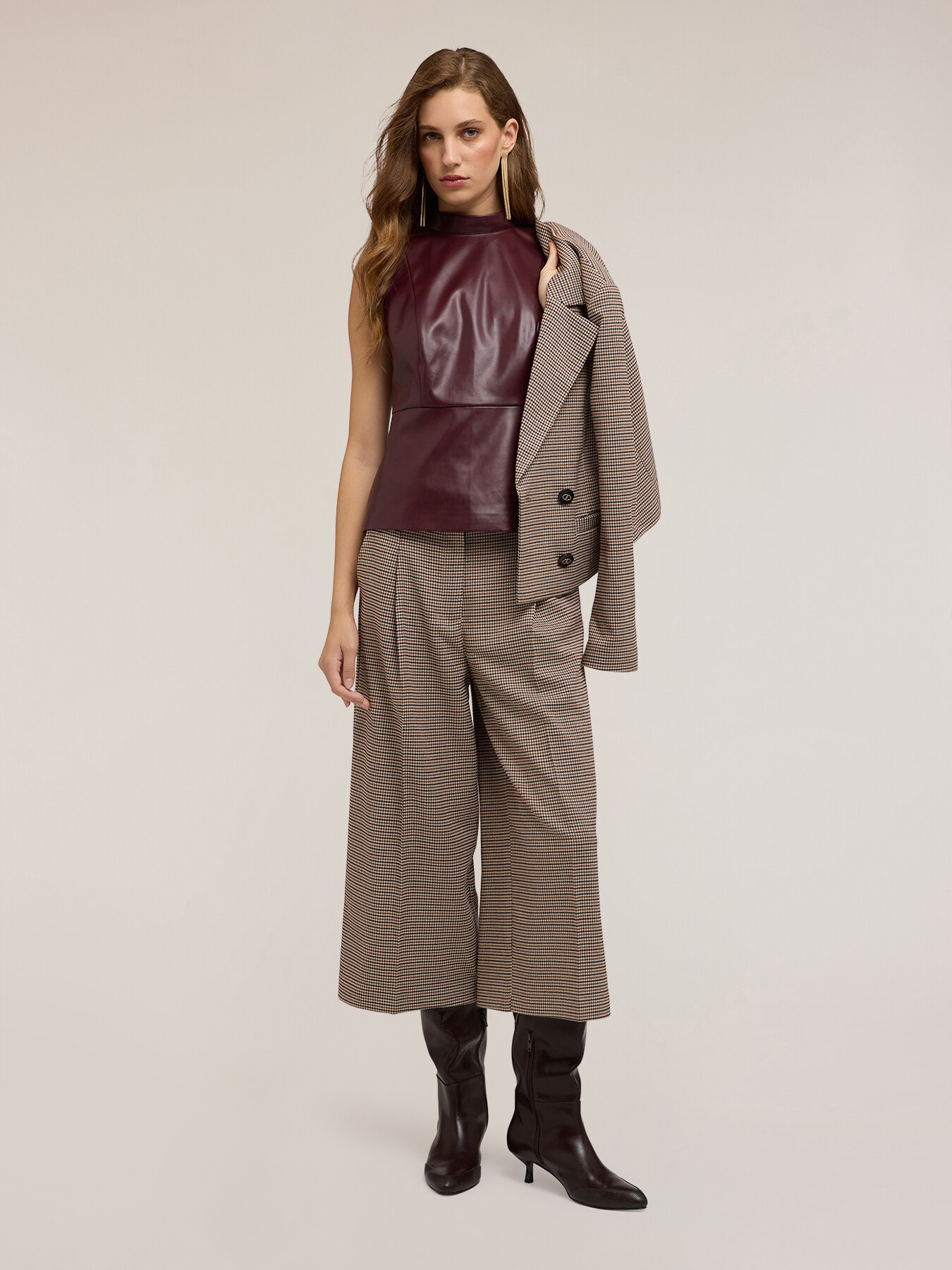 Turtleneck top in coated fabric image number 2