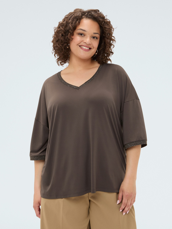 Jersey t-shirt with lurex trim