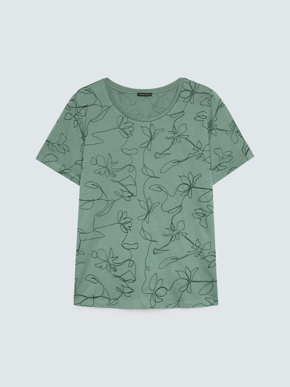 T-Shirt aus Baumwolle mit Blumenstickereien