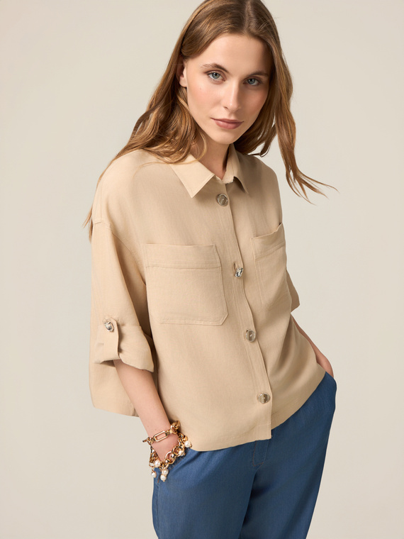 Veste boxy en mélange de lin