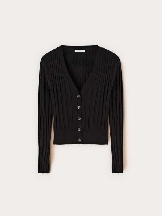 Fine ribbed knit cardigan