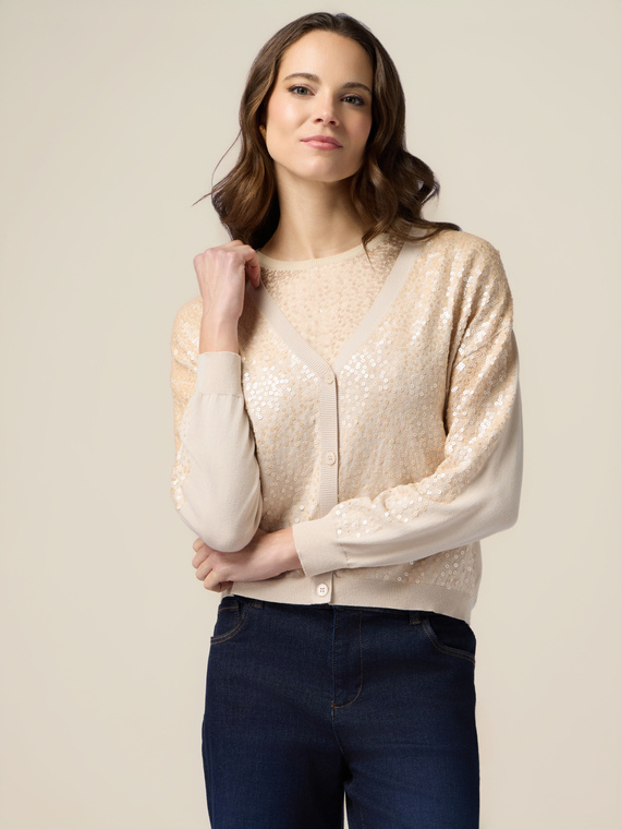 Cardigan with sequin embroidery