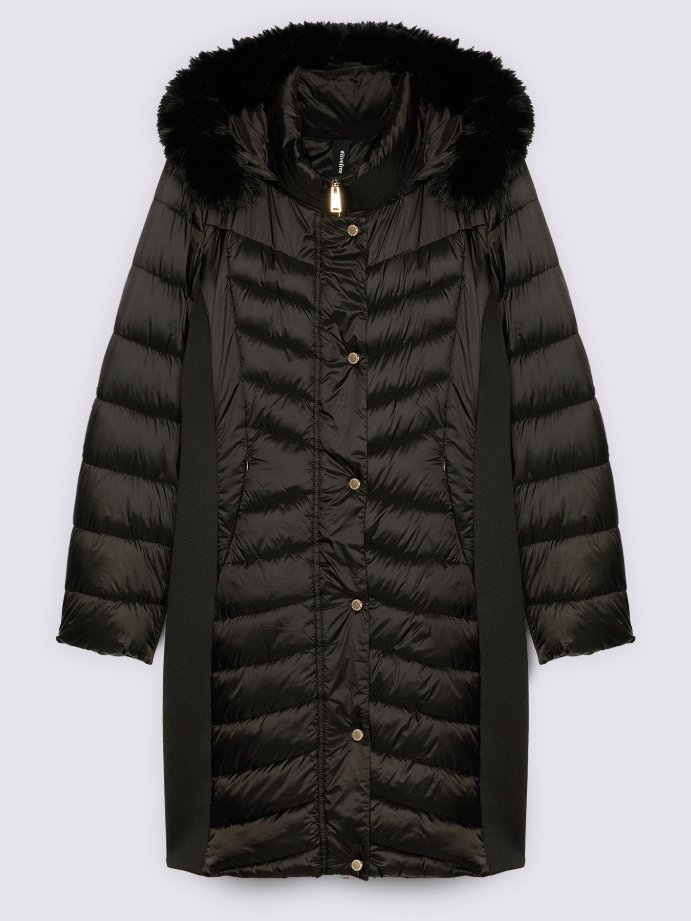 Long down jacket with hood and quilting image number 1