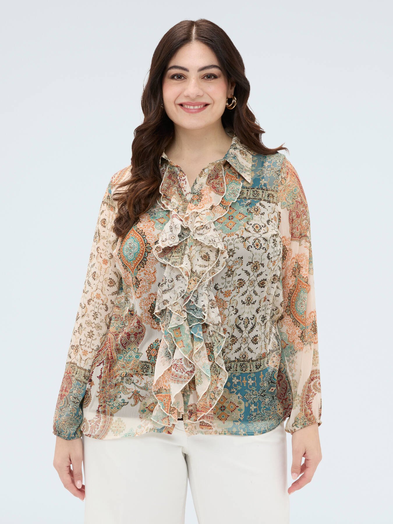Paisley print georgette shirt image number 2