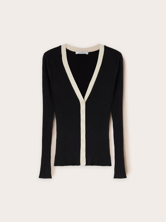 Cardigan bicolor a coste