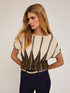 Lurex striped kimono sweater in pleated effect yarn image number 2