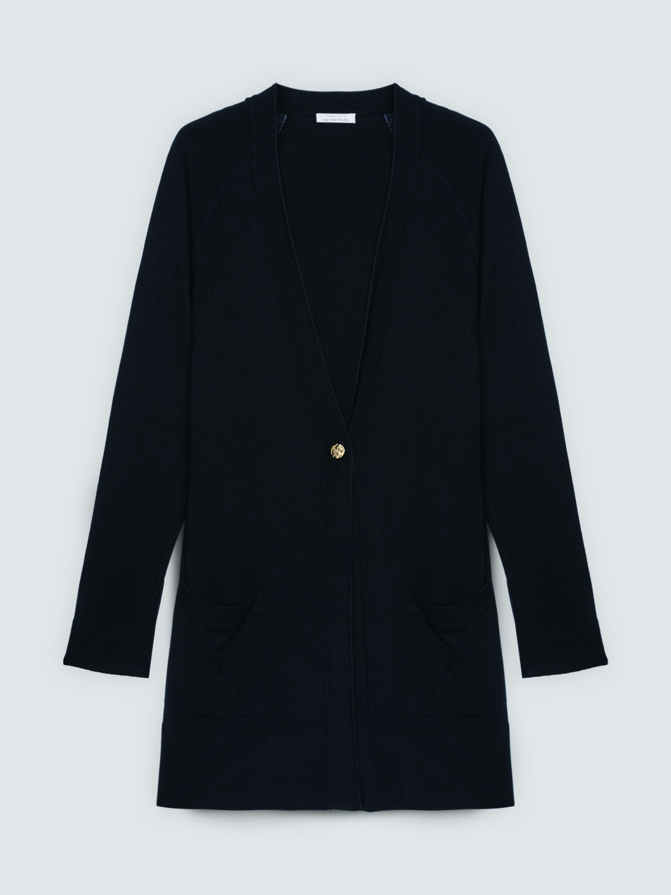 Long V-neck cardigan in fine knit image number 4