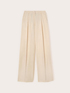 Wide-leg linen blend trousers with pleats image number 4