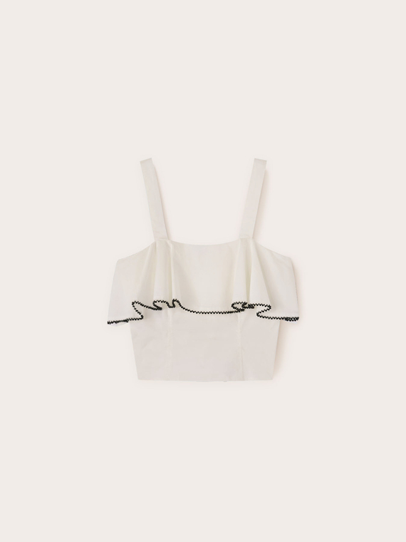 Poplin top with ruffle