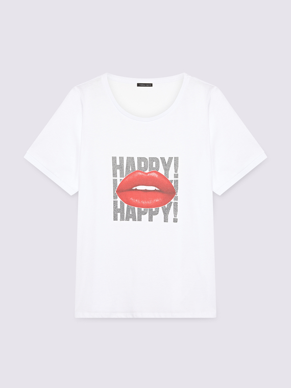 T-Shirt Happy! aus Baumwolljersey