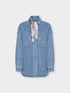 Camicia in denim washed con foulard image number 4