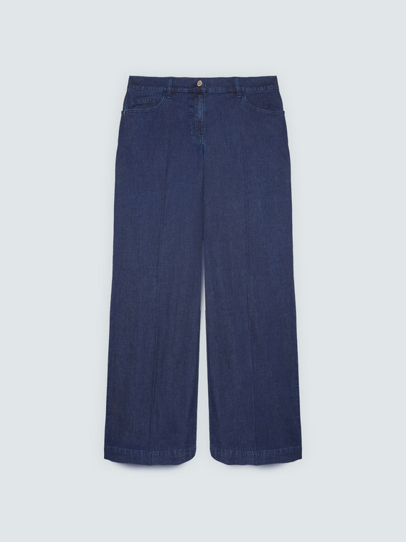 Jeans Wide Leg in Navy-Blau-Waschung