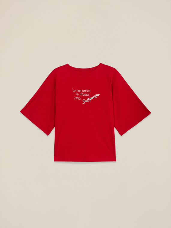 T-shirt with embroidered lettering