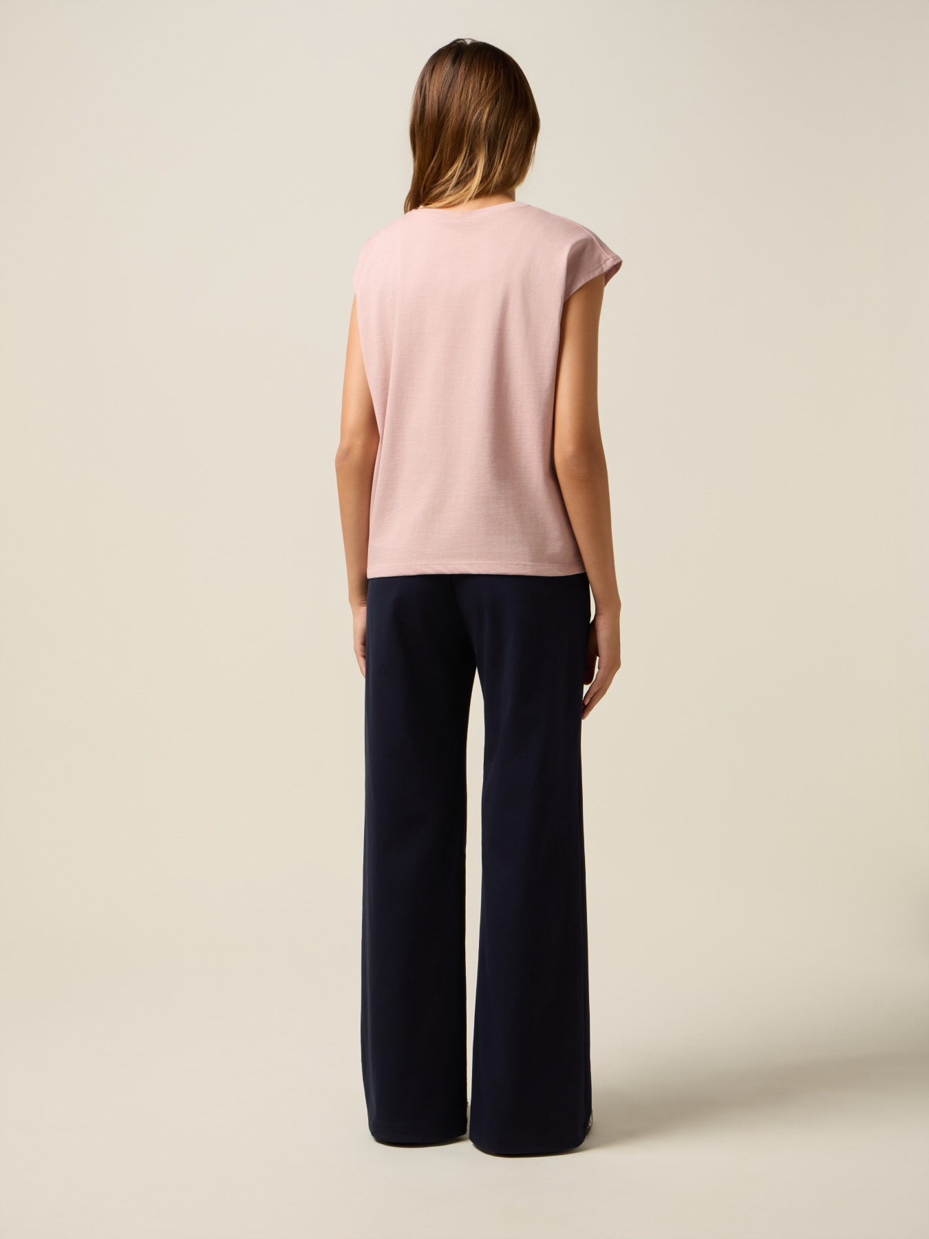 Jersey T-shirt with lettering embroidery image number 1