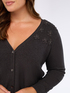 Cardigan with floral embroidery and polka dots image number 3