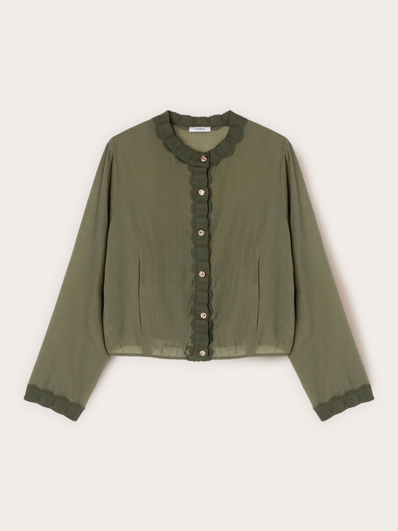 Lyocell blend shirt with knitwear edges