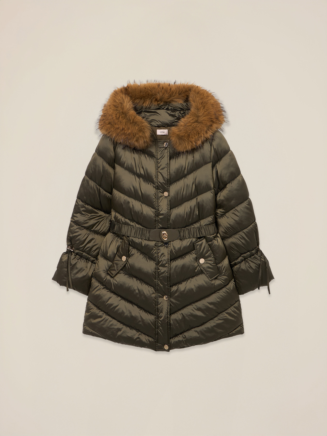 Midi down jacket with belt image number 3