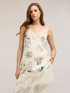 Long satin top with lace inserts image number 0