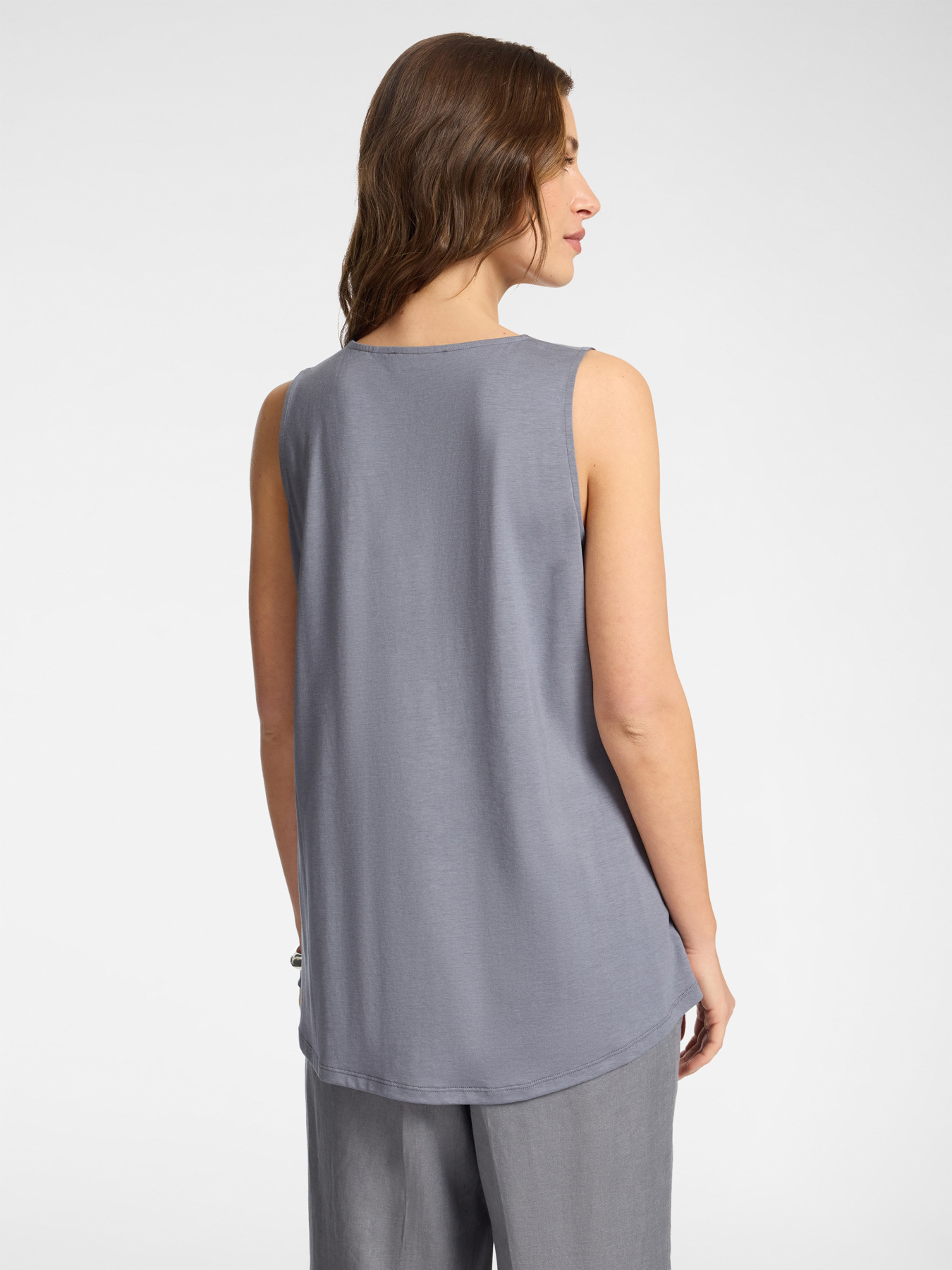 Mixed lyocell top with V-neck image number 1