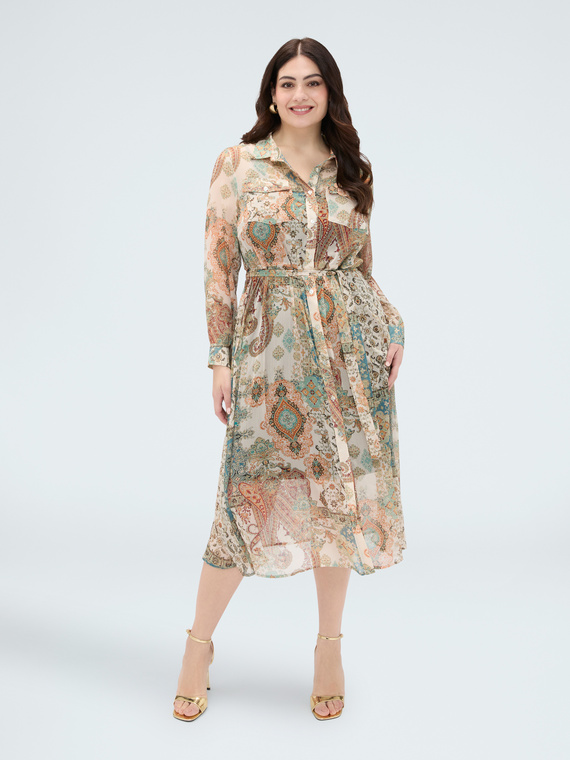 Hemdblusenkleid mit Paisley-Muster