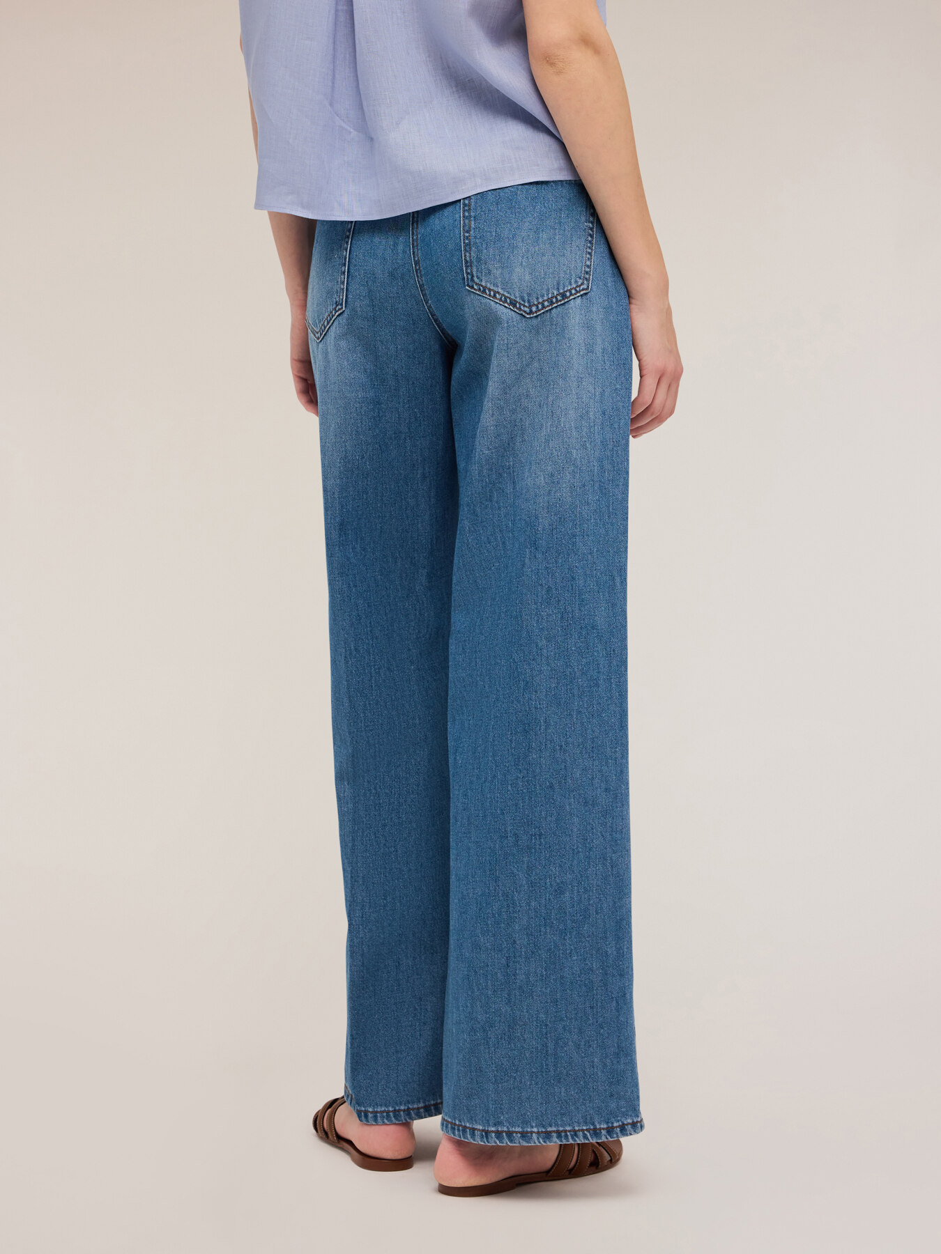Wide fit palazzo jeans in denim image number 1